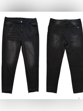 HALARA Jeans Women’s L Black Cloud Flex Denim High Rise Ankle Raw Hem NWT!